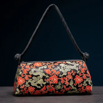 Borsa a Spalla da Donna alla Moda, Borsa a Mano di Lusso Ricamata in Seta, Borsetta Femminile Piccola e Carina, Borsa Tote in Raso con Fiori per Cosplay Cheongsam