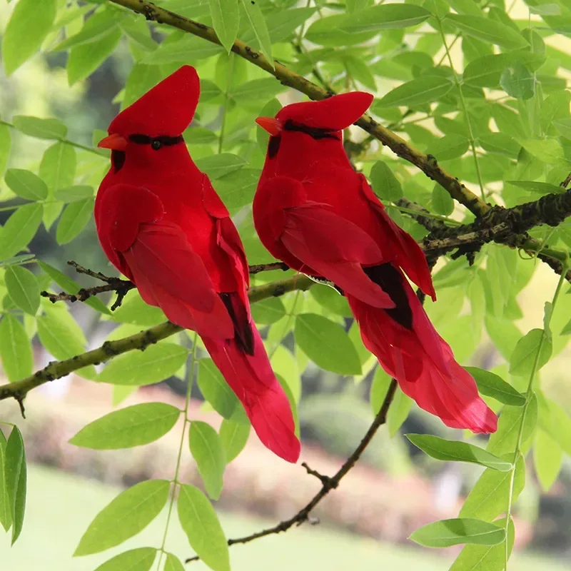 2pcs feather bird figurines simulation with clips for garden lawn tree decor handicraft Christmas home decoration