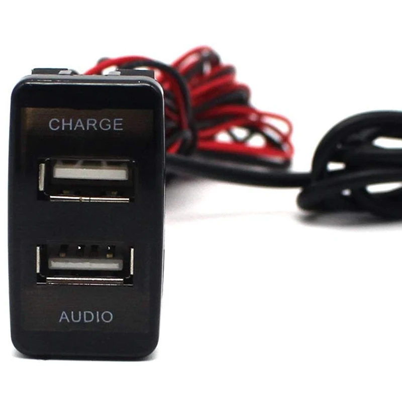 도요타 Hilux VIGO 차량용 듀얼 USB 오디오 충전기, LED 휴대폰 USB 입력 소켓