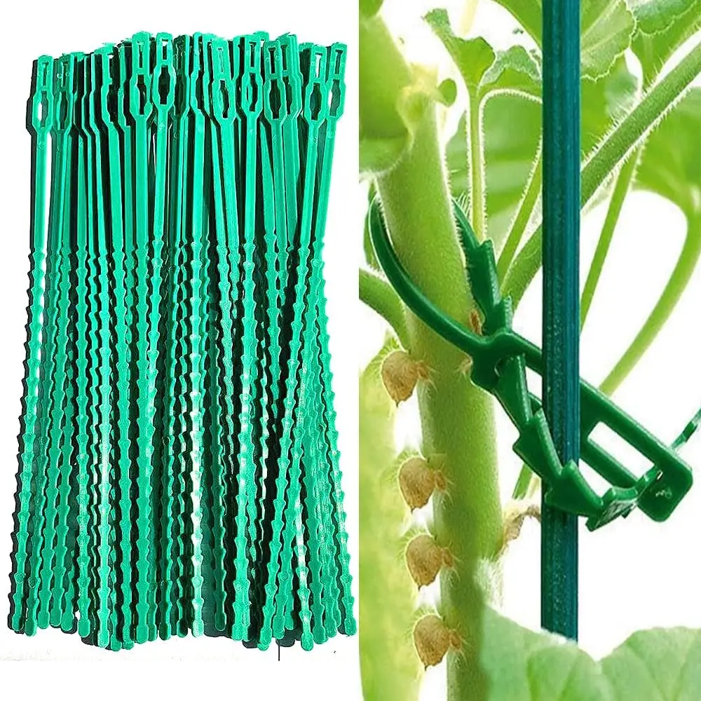 

50Pcs Plant Fixture Clips Adjustable Plastic Plant Cable Ties Reusable Cable Ties for Garden Tree Climbing Support Plant Clip