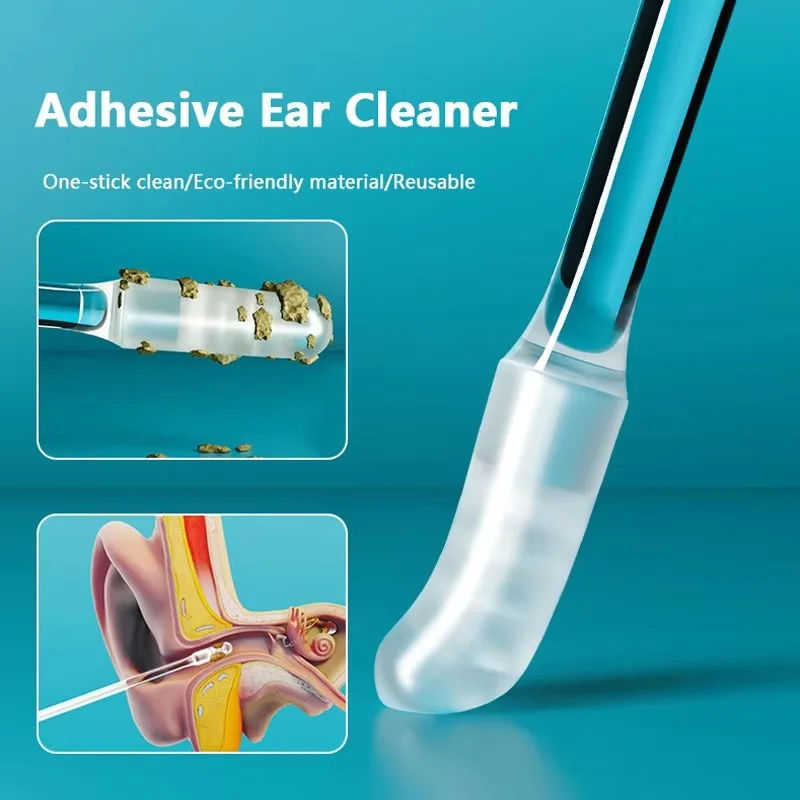 24Pcs Reusable Sticky Ear Cleaning Swabs for Adults Soft Silicone Odorless Safe Easy-to-Use Earwax Removal Tool Adhesive Earpick