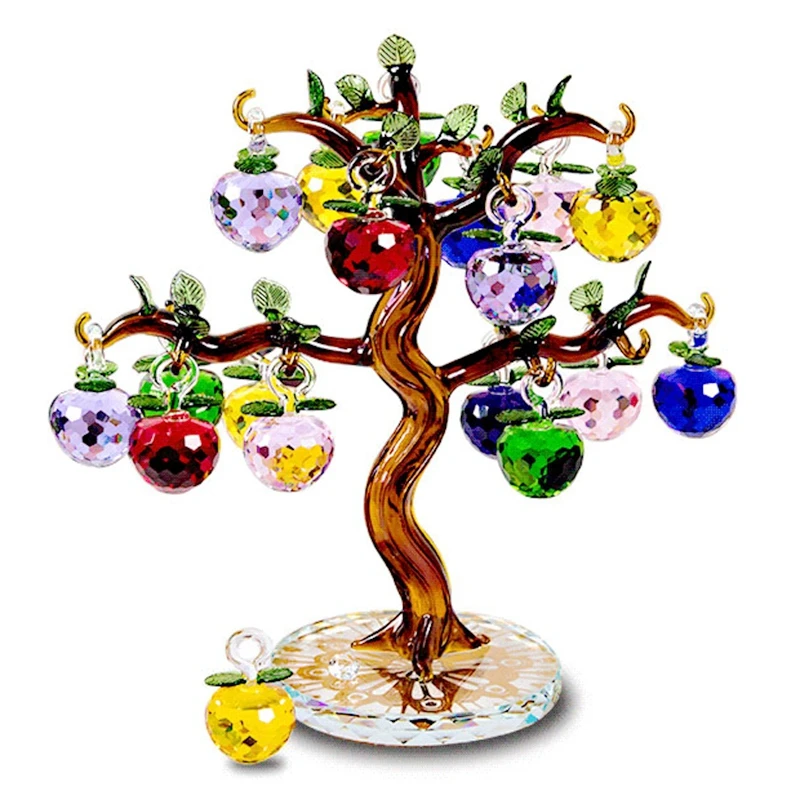 

Crystal Art Apple Tree Ornaments Apples Glass Fengshui Crafts Desk Decor Figurines Christmas Gift Souvenir Home Decor Figurine