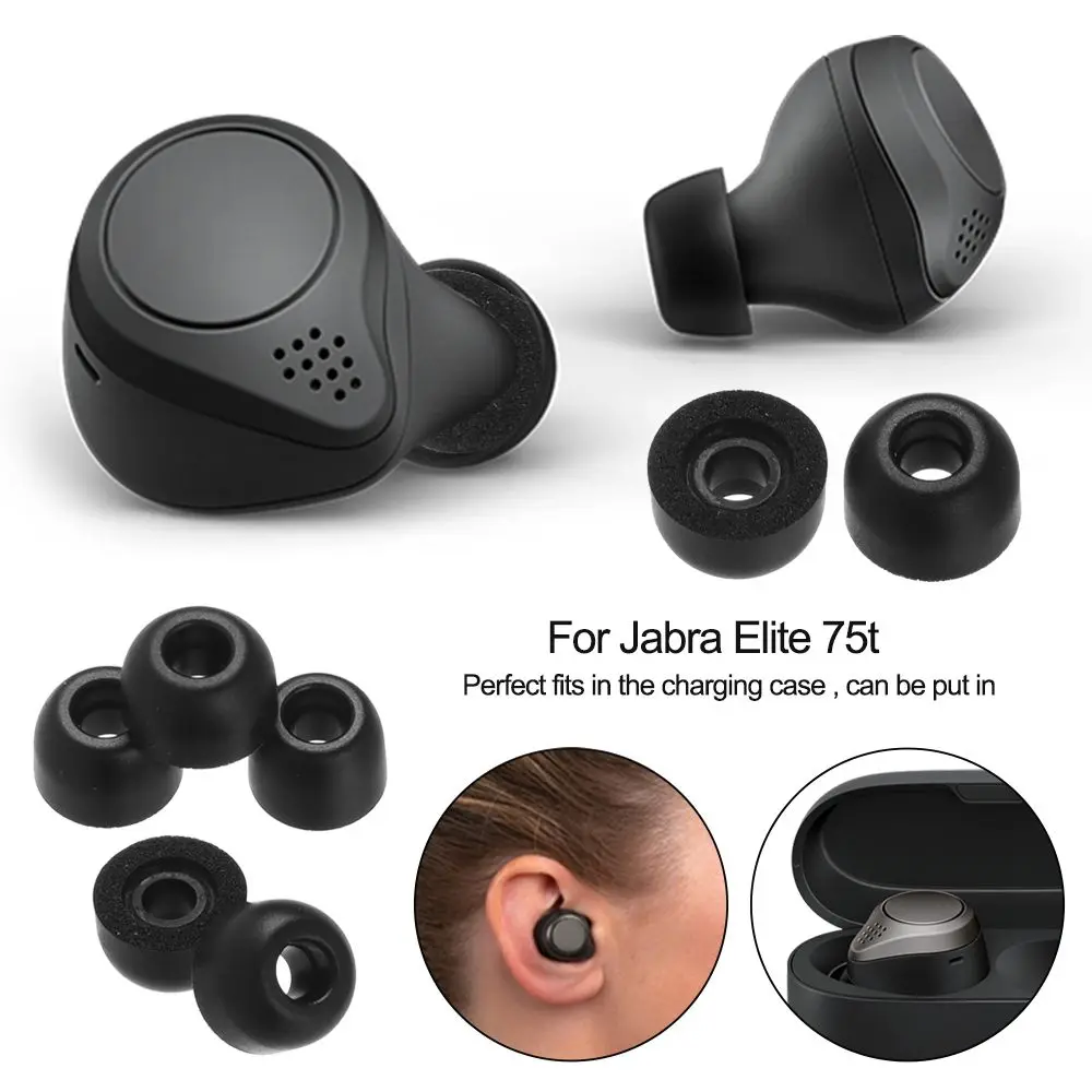 

Earphone Replacement Ear Tips Protector Protective Caps Silicone Earbuds Cover with Storage Pouch For Jabra Elite 75t