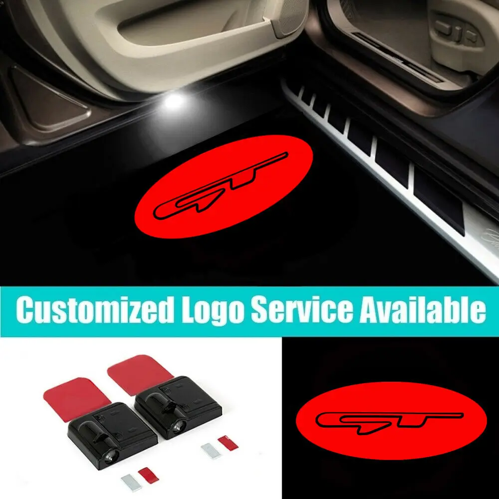 

2pcs Wireless Red GT Logo LED Car Door Welcome Laser Projector Ghost Shadow Lights Car Accessories
