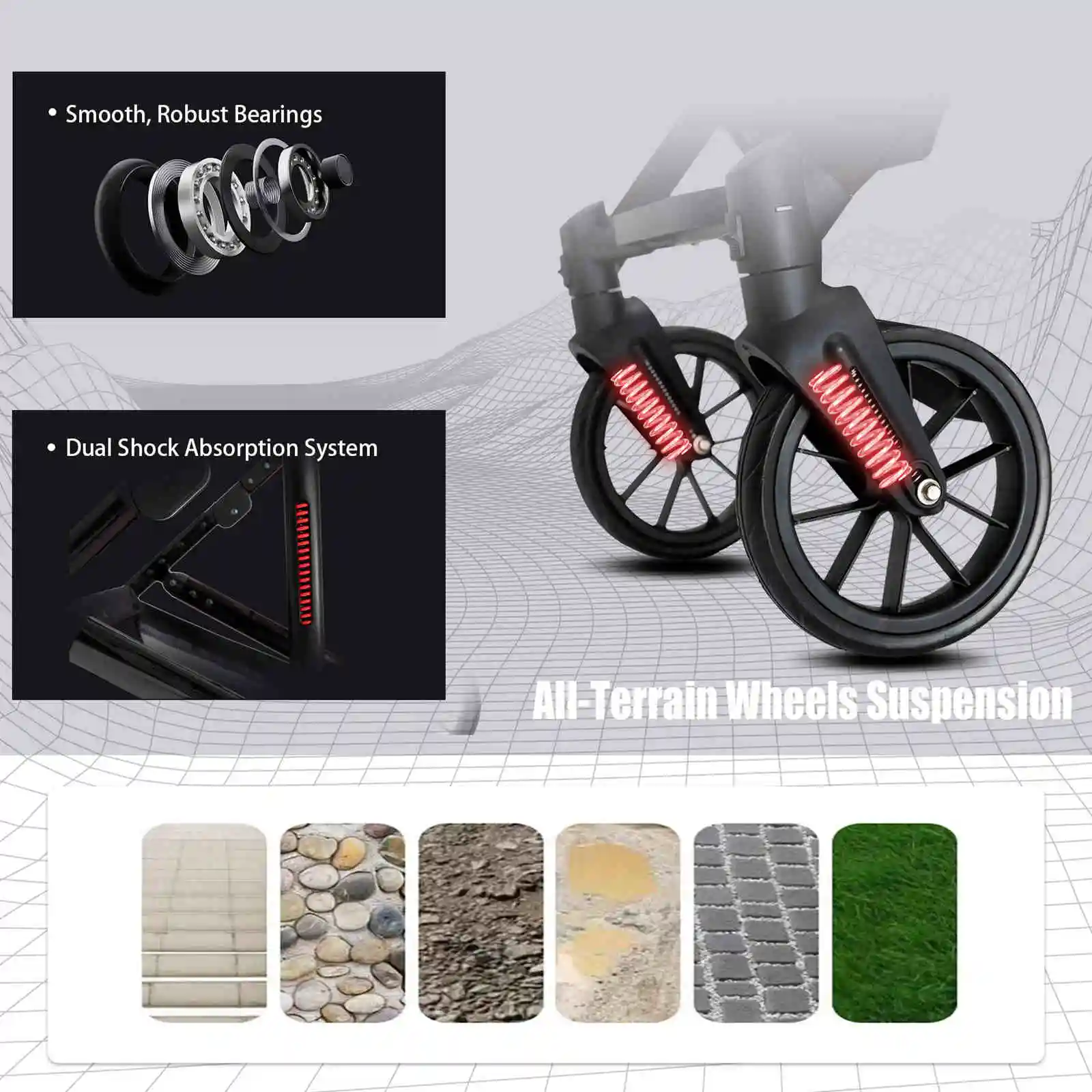 Baby Stroller, Infant Pram, Potable Travel Baby Carriage, Newborn Bassinet Pram, Reversibale Stroller