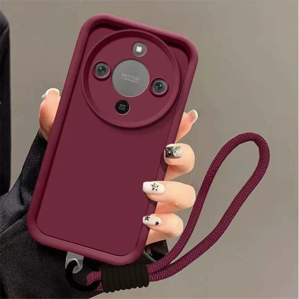Shockproof Soft Silicone Matte Wrist Strap Lanyard Phone Case