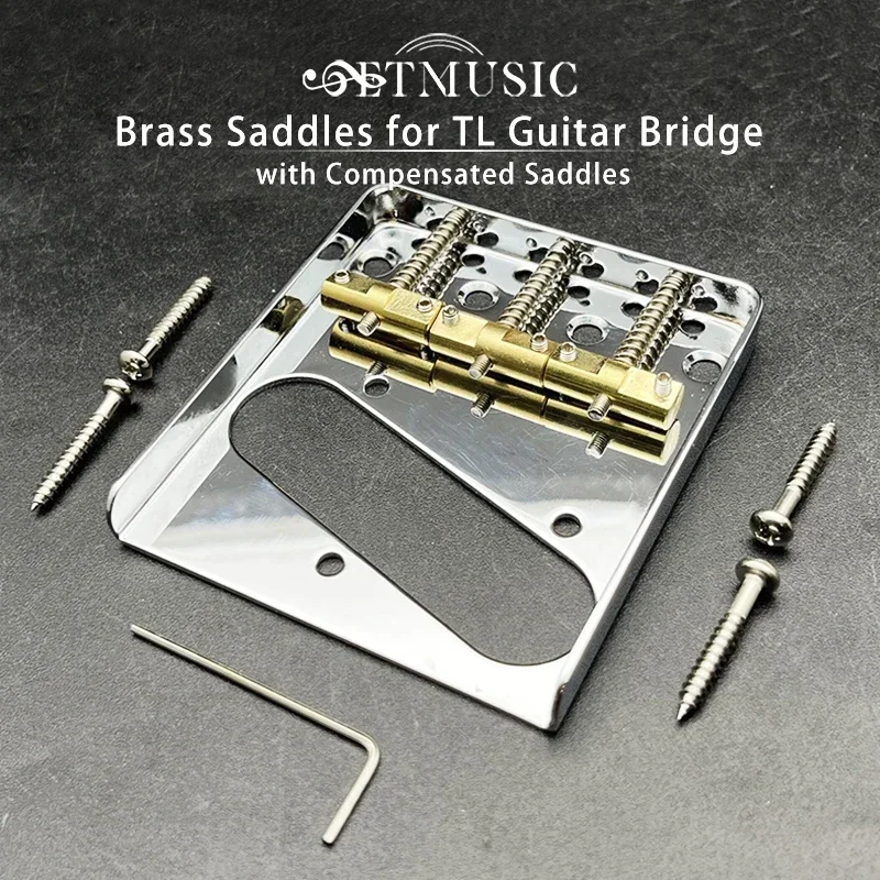 

TL Guitar Bridge w/Compensated Brass Saddles for TL Guitar Black/Gold/Chrome