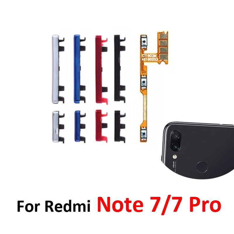 Botão de Volume e Liga/Desliga para Xiaomi Redmi Note 7 Pro - Peça de Reposição Externa/Interna com Cabo Flexível
