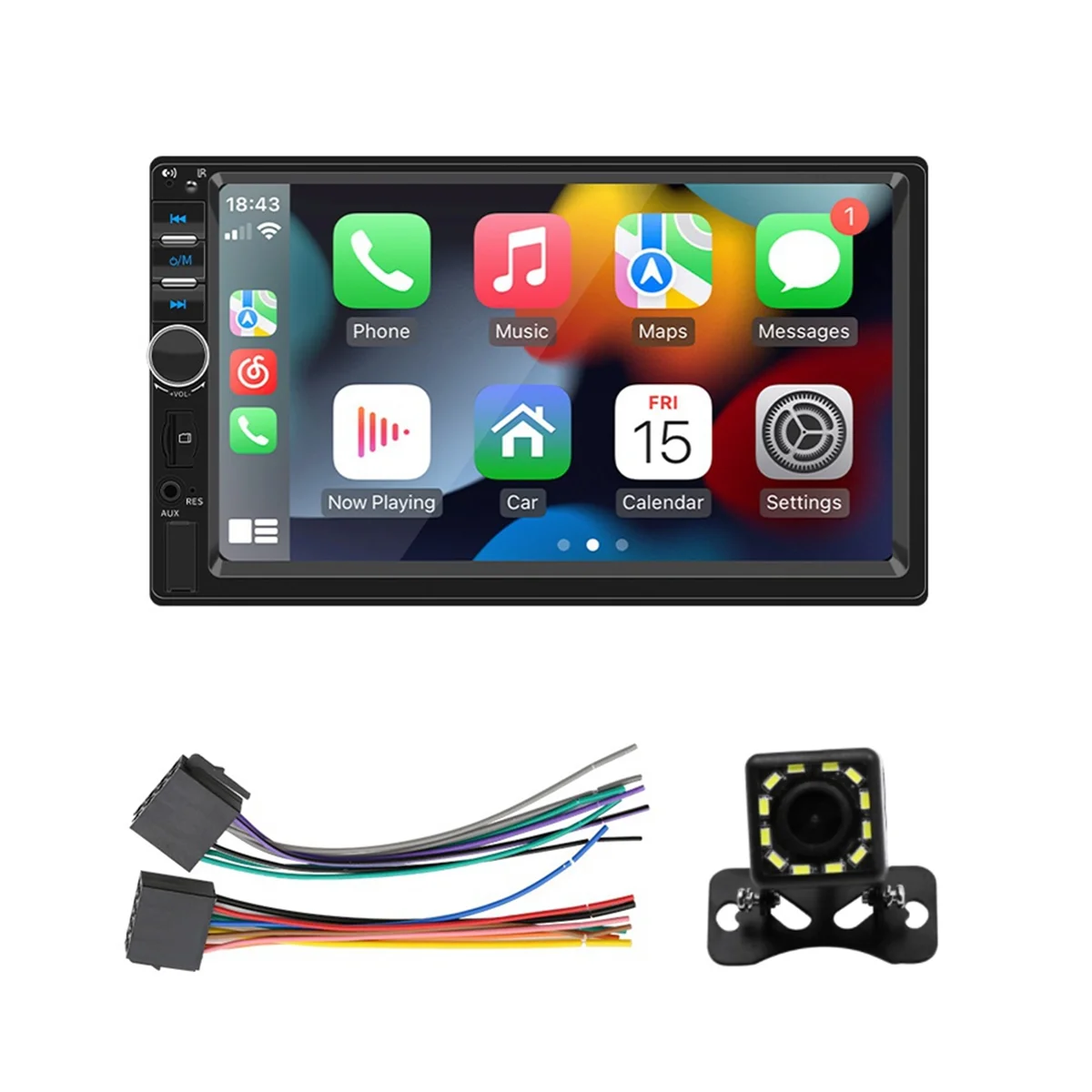 

7 Inch Double Din CarPlay Car Stereo with CarPlay Android Auto, Car Radio with Mirror Link Bluetooth FM Reverse Camera