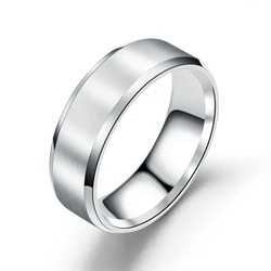 Elegant Brushed Stainless Steel Couples Wedding Band - Available in 4 Classic Colors - 8 (Sliver)