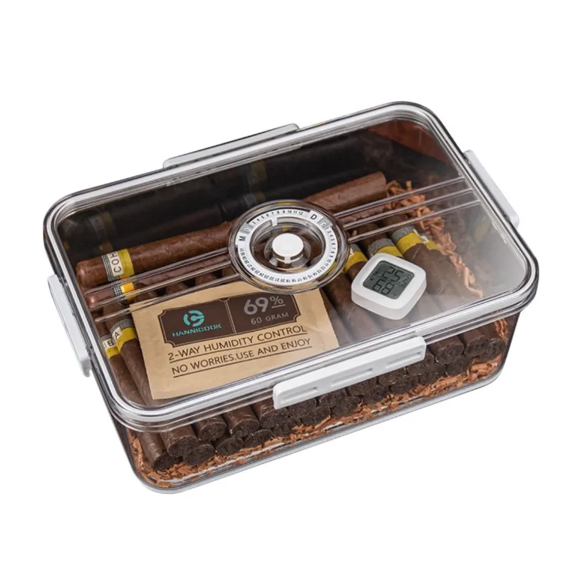 TransparentCigarHumidorPPBoxCedarWoodSawdustCigarHumidorWith
