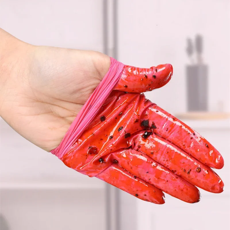 100PCS Pink Nitrile Disposable Gloves for Kitchen Cleaning Dishwashing Gardening Work Hair Salon Tattoo Gloves Powder Latex Free 4