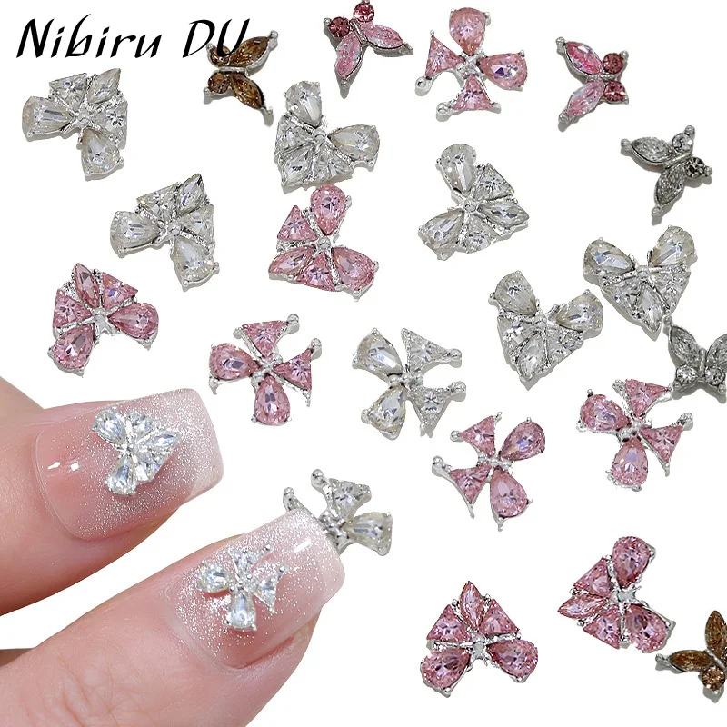 Butterfly and Heart Nail Art Rhinestone Glitter Set - 5 Piece Manicure Decorations Collection