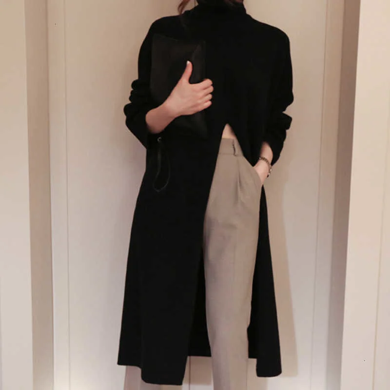 CHICEVER Korean Knitted Women's Sweater Turtleneck Long Sleeve Side Split Pullover Long Oversize Sweaters Female Autumn 2019 New (2).jpg_.webp