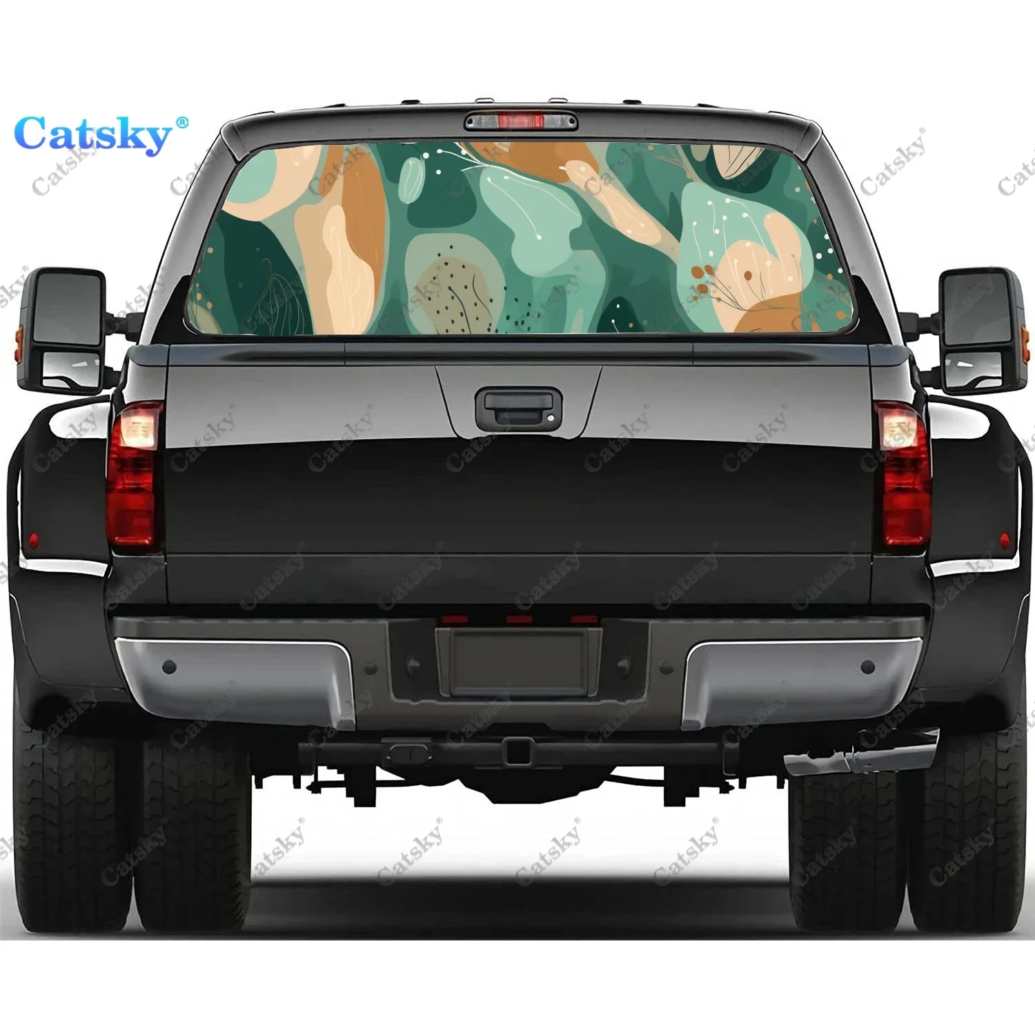 

Nature Abstract Organic Shapes Rear Window Decal Fit Pickup,Truck,Car Universal See Through Perforated Back Window Vinyl Sticker