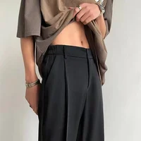 Premium Design Draped Micro Flare Casual Trousers For Men Spring Summer Straight Leg Loose Fit Wide Leg Dragging Long Pants 2