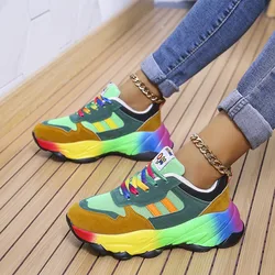 Customizable Women's Colorful Platform Sneakers - Fashionable, Comfortable, Breathable - 38 (Green)