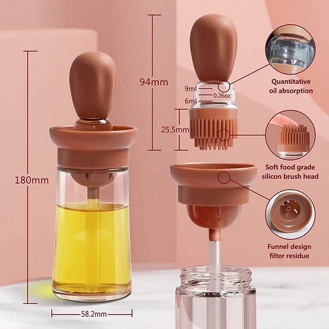180 Ml Konyhai Szilikon Olajpalack Sütés Grill Olajkefe Adagoló Tészta Steak Kefék Konyha Grillező Szerszám - Image 5