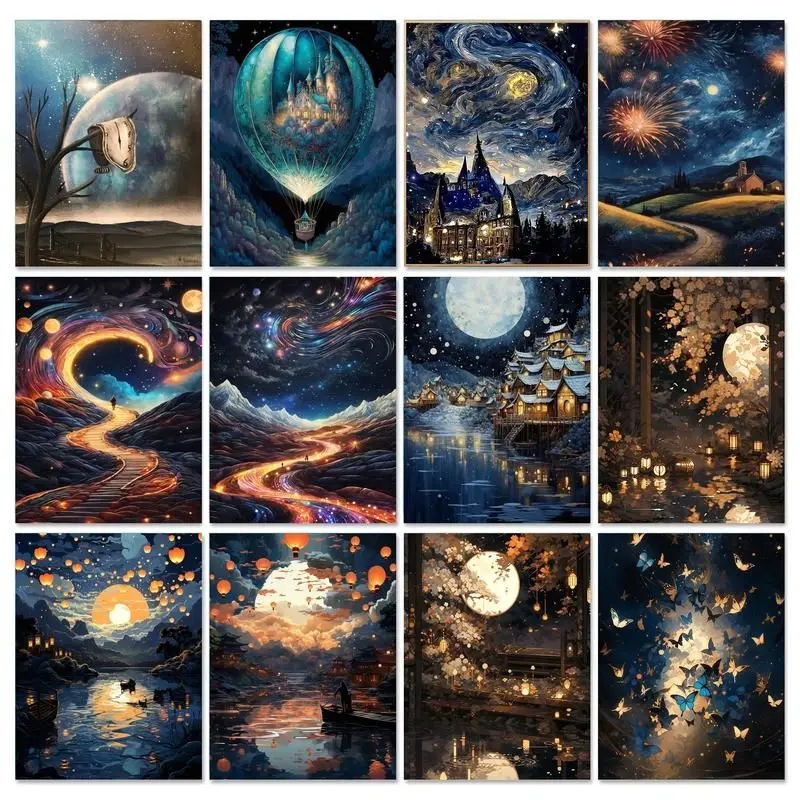 

GATYZTORY Scenery Pictures By Number Vast Starry Sky Kits Drawing On Canvas Painting By Numbers HandPainted Paintings Home Decor