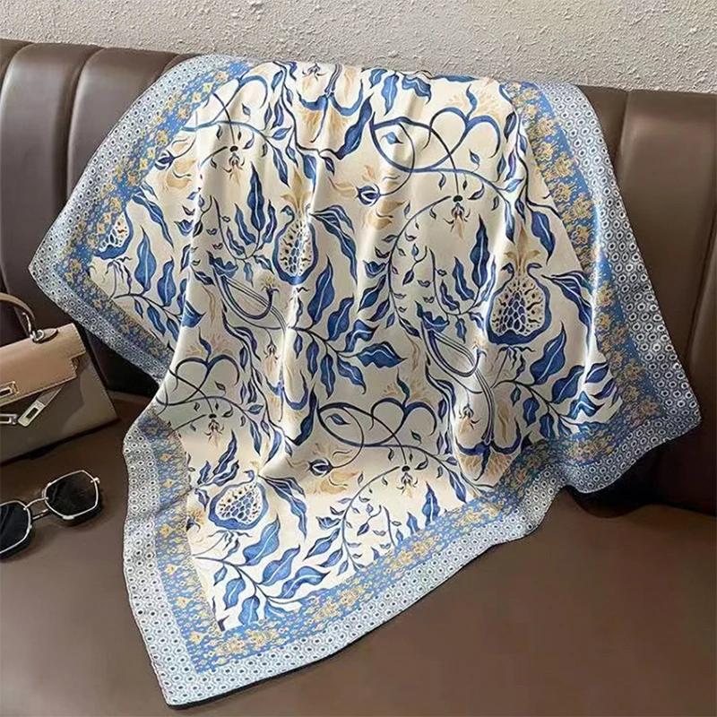 Seide Satin Haar Schal Frauen Taschentuch drucken weiblichen Kopf Bandana kleinen Hals Schall dämpfer Hijab Lady Girl 70*70cm quadratische Schals – Detail 13