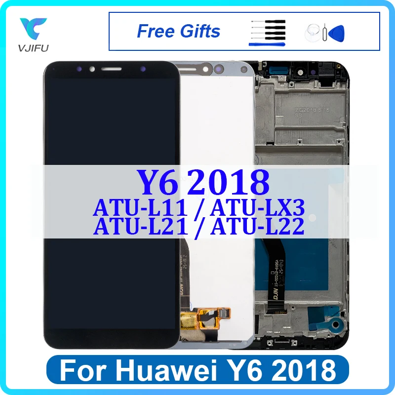 

ЖК-дисплей 5,7 ''для Huawei Y6 2018, сенсорный экран для Huawei Y6 Prime 2018, дигитайзер в сборе ATU L11 L21 L22 LX1 LX3, замена