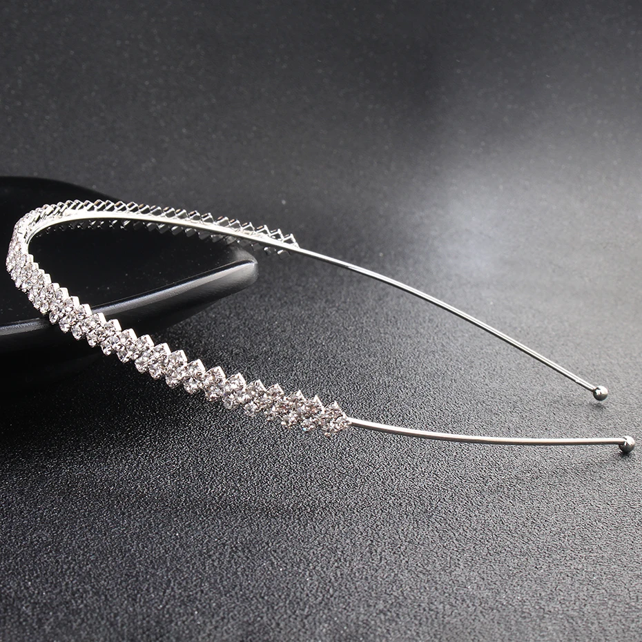 Fashion Rhinestone Bridal Tiara Headpiece Silver Color Crystal Wedding Hair Accessories Women Birthday Party Rhinestone Crowns Bridal Hair Accessories