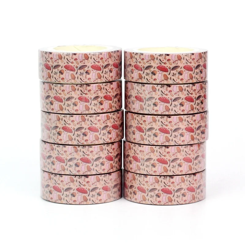2023 NEW 1PC 10M Decorative Autumn Red Mushrooms and Leaves Washi Tape Set for Scrapbooking Planner Masking Tape Cute Stationery