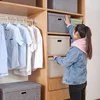 1pc large capacity collapsible storage box with lid linen fabric collapsible storage box for home bedroom wardrobe office nurser 2