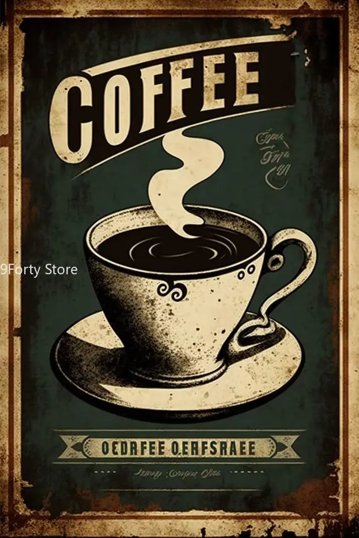 

Cup Coffee Metal Tin Sign, Vintage Plaque Poster Cafe Kitchen Home Wall Decor 24x32 Inch