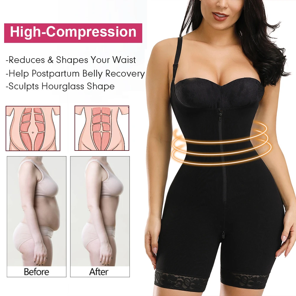 Fajas Colombianas Detachable Straps Full Body Shaper Tummy Slimming Postpartum Stage 3 Girdle Push Up Butt Lifter Shapewear 5