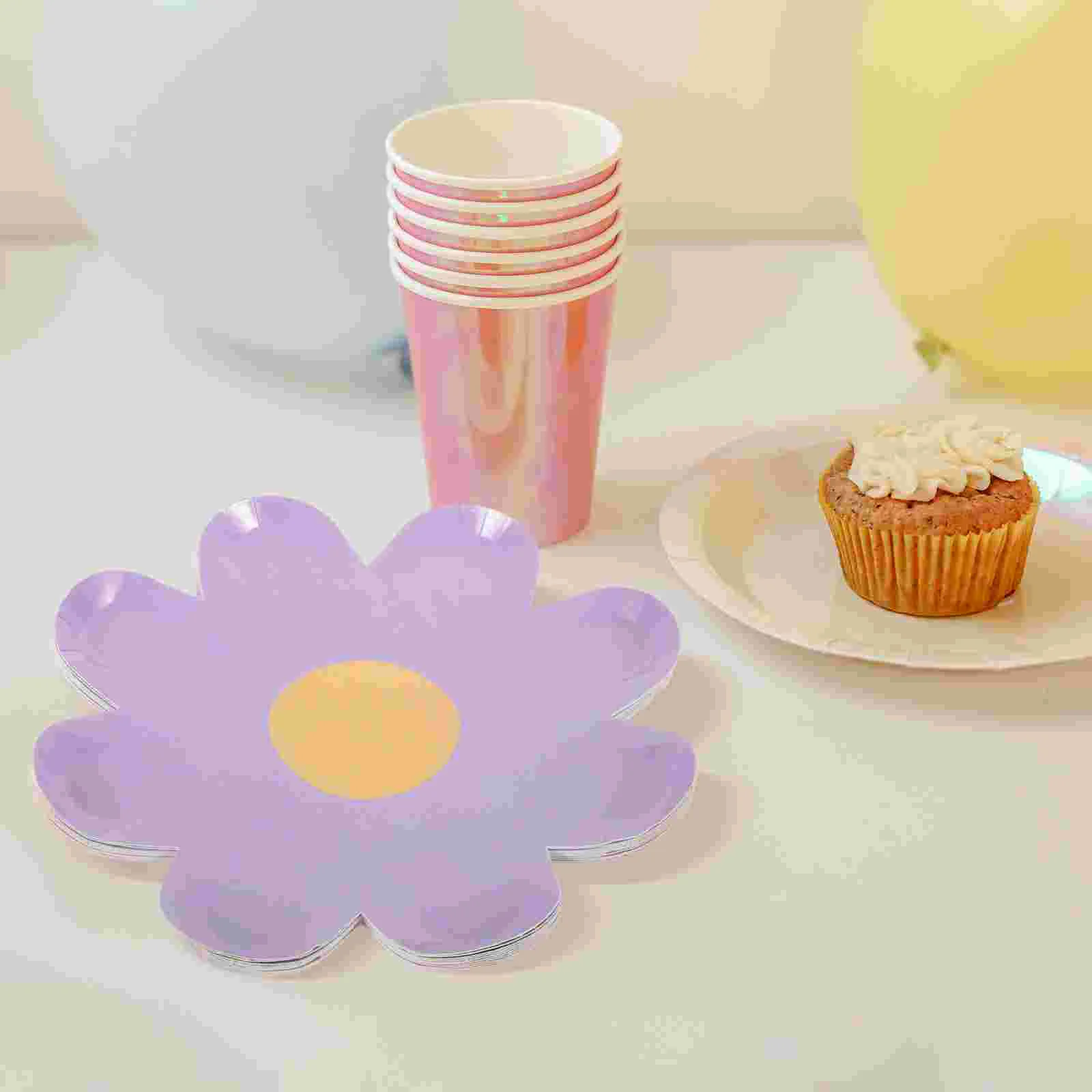10 Pcs Flower Plate Baby Plates Party Supplies Festive Paper Tray Tableware Food Serving Favor Child Home