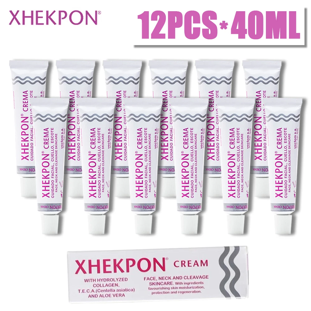 Фото 12PCS Xhekpon Смягчение морщин шеи крем гидролиз коллаген алоэ уменьшение морщин тонкие полоски шеи увлажняющий уход за кожей №1