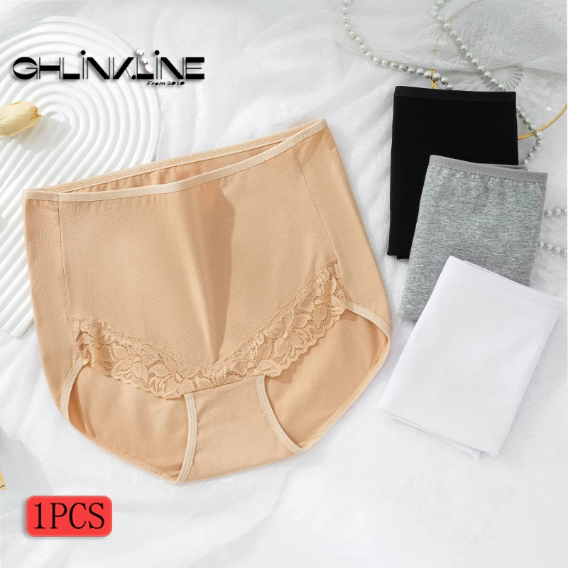 

3XL-4XL Women's Plus Size Panties Cotton Underwear Solid Color Briefs Seamless High Waist Lingerie Comfortable Underpants