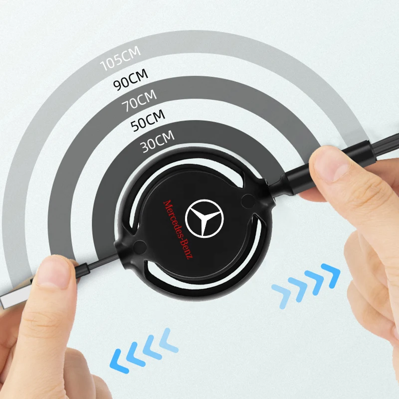 Car Charging Cable 3 in 1 USB Cable For Lightning Type C Micro USB Fast Charging For Mercedes benz A B R G Class GLK GLA