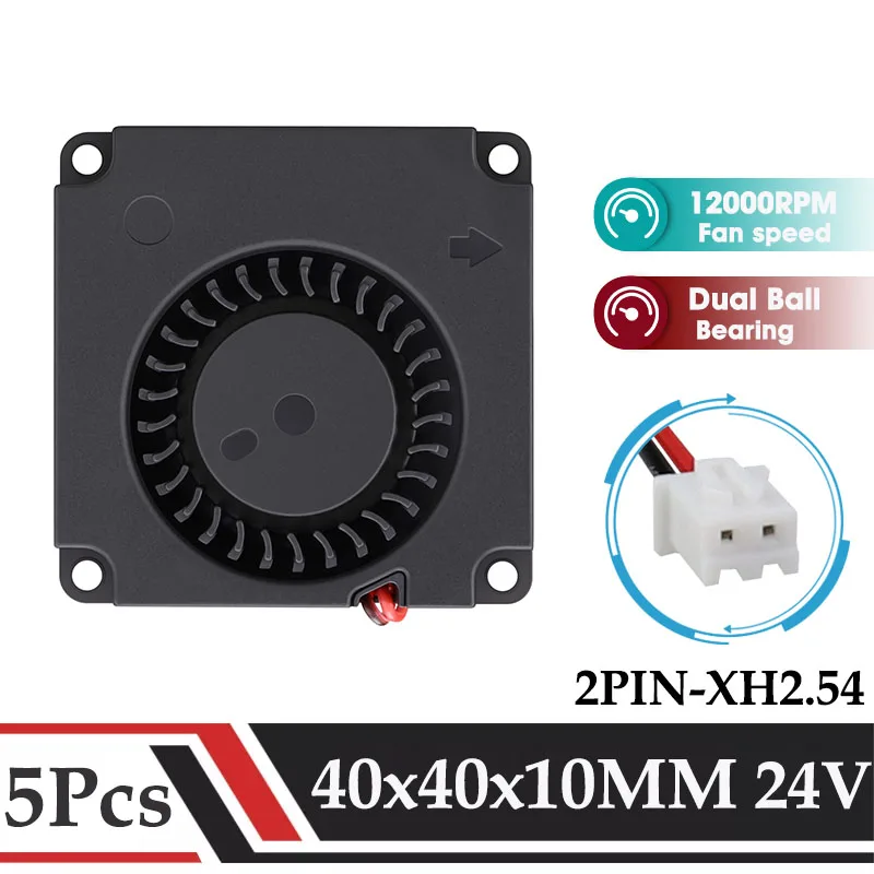 Gdstime 40 mm Radiador dc 24v Dupla Bola 12000rpm de Alta Velocidade Turbo Ventilador 40×10 mm Radial Cooler para Impressora 3d Refrigeração Peças Lote