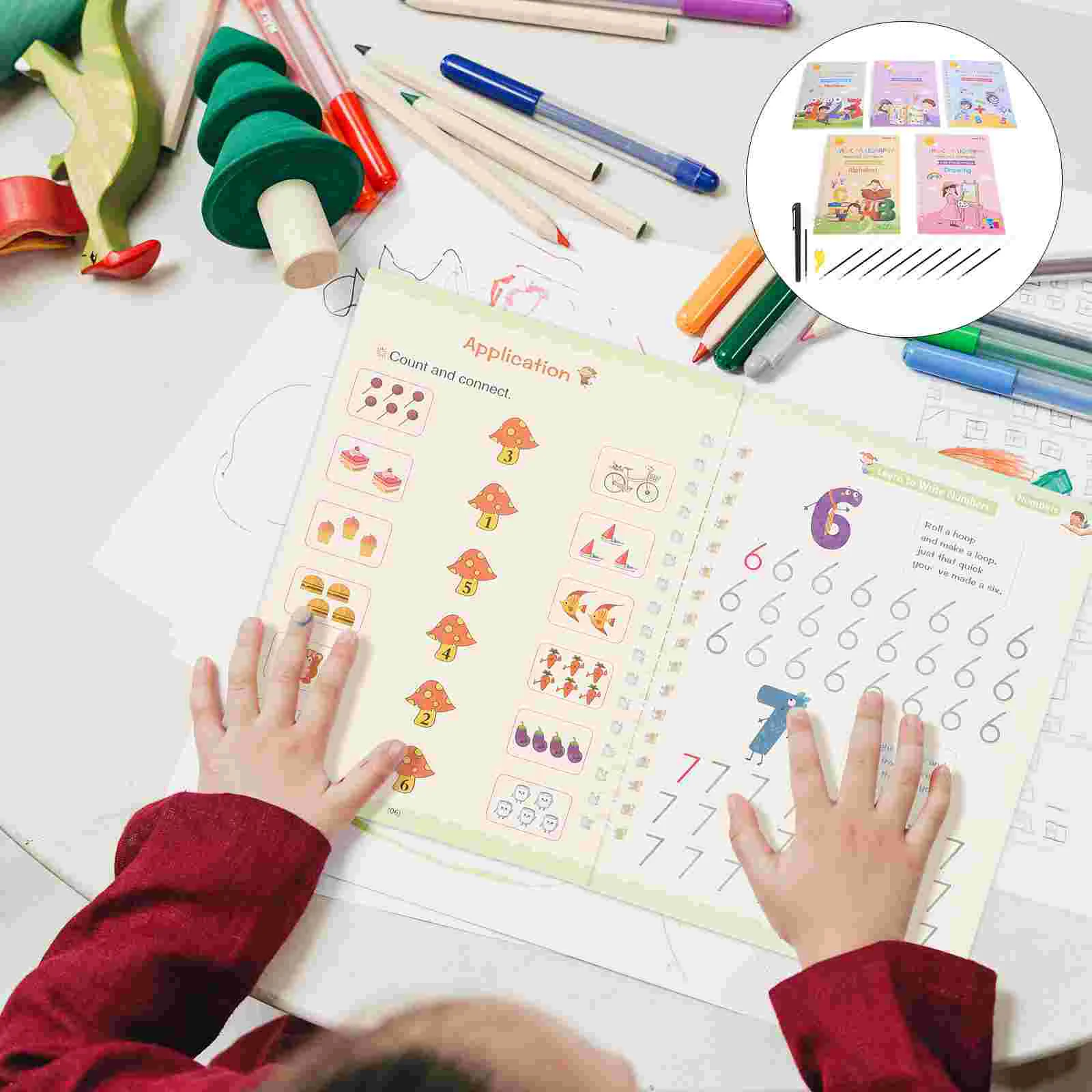 

1 Set Children Practice Books Writing Training Copybooks Practice Book with Pen and Refills