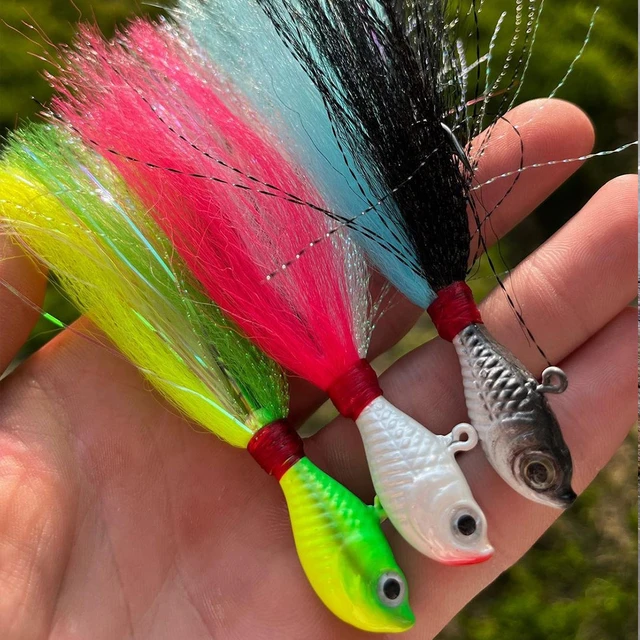 Bucktail Jigs Offshore Jigging 7g10g14g21g28g42g56g82g Saltwater Fishing  Lure Metal Bait Jig Hook For Mahi Marlin Waho Tuna