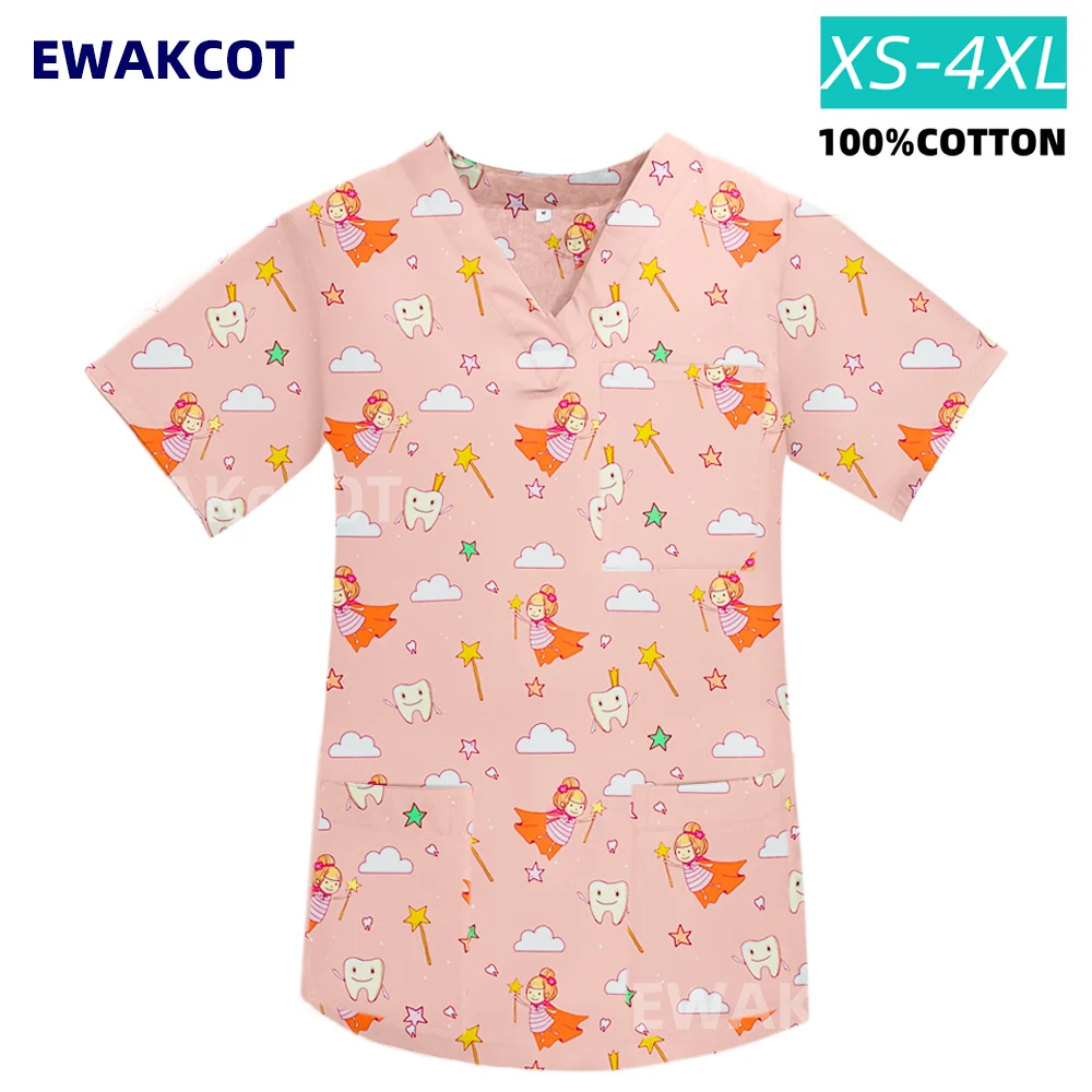 Uniformes médicos das mulheres dos desenhos animados imprimir uniforme do  hospital veterinário para a mulher magro clínica esfrega blusa homem  enfermeira acessórios - AliExpress