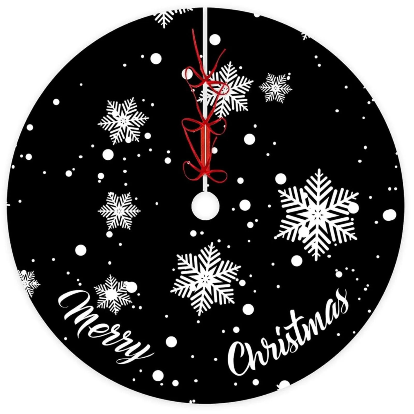 White Stamping Plush Christmas Tree Skirt High Luxury Christmas Floor Mat Tree Carpet Decoration Suitable for Christma