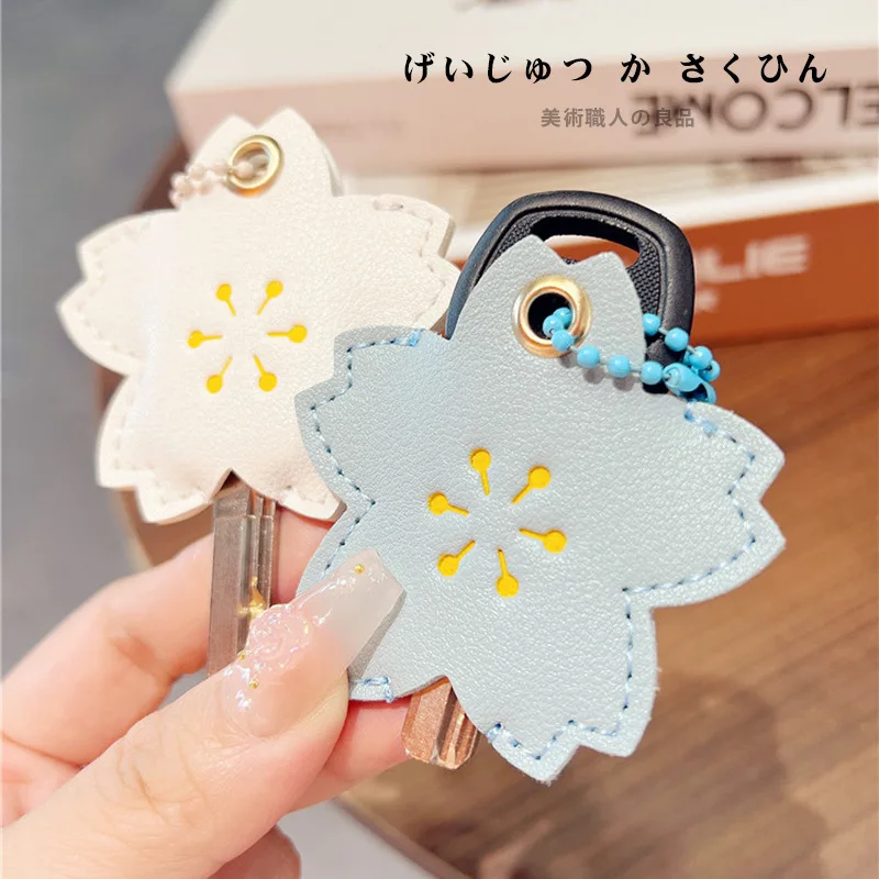 Novel Unique Design Flower Cartoon Mini Key Case Cute Leather Water Drop Access Control Card PU Protective Case keychain case cover