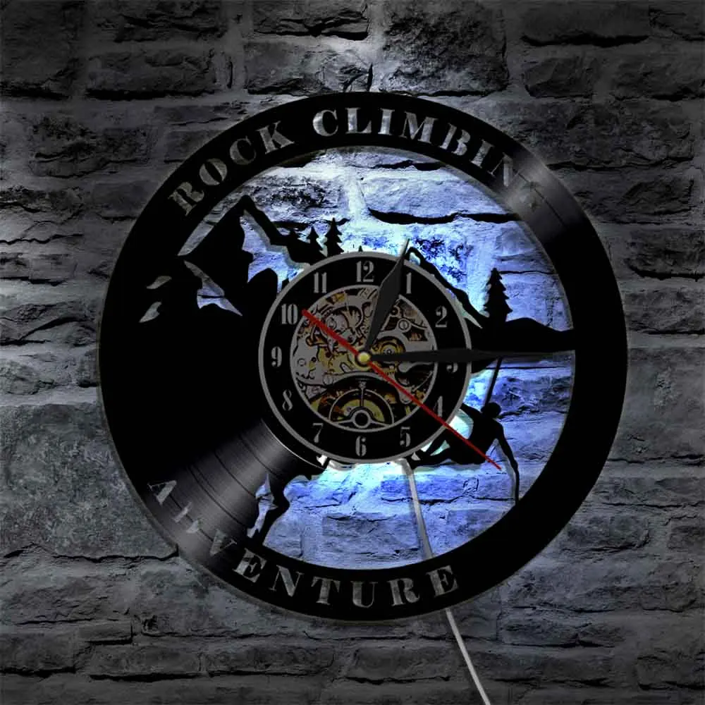 Adventure Rock Climbing Orologio Da Parete Climbing Sign Wall Art Vinile Record Orologio Da Parete Climbers Sport Estremi Orologio Da Parete Decorativ
