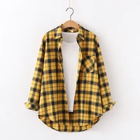 Fresh Flannel Plaid Shirt Women 2025 New Female Blouses and Tops Cotton Loose Long Sleeve Casual Shirts Fine Women's Clothes - Image 5