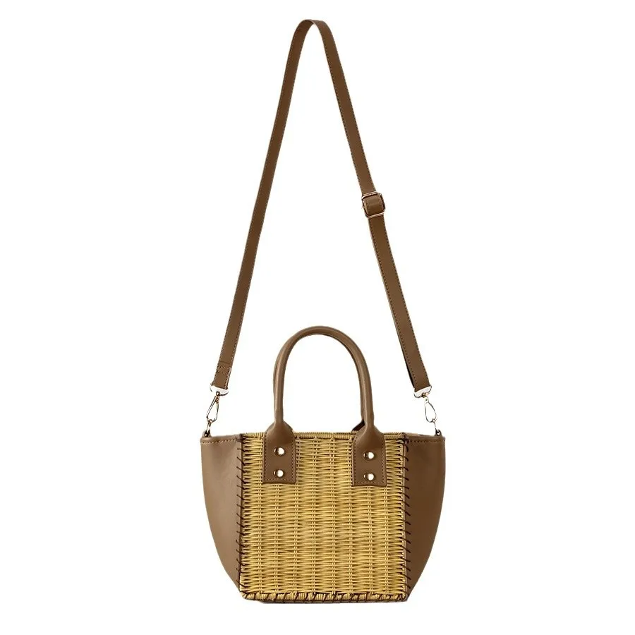 Casual Large Capacity Striped Tote Bag Faux Straw Women Handbags Summer Beach Woven Bags Big Shopper Purses for Holiday 2025