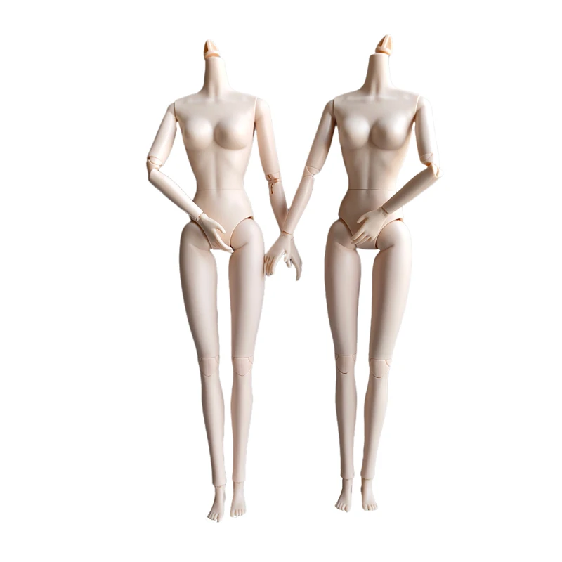 2PCS 16 Joint White Skin Plastic Nude Naked Female Body for 1/6 BJD Doll Without Head Doll Accessories