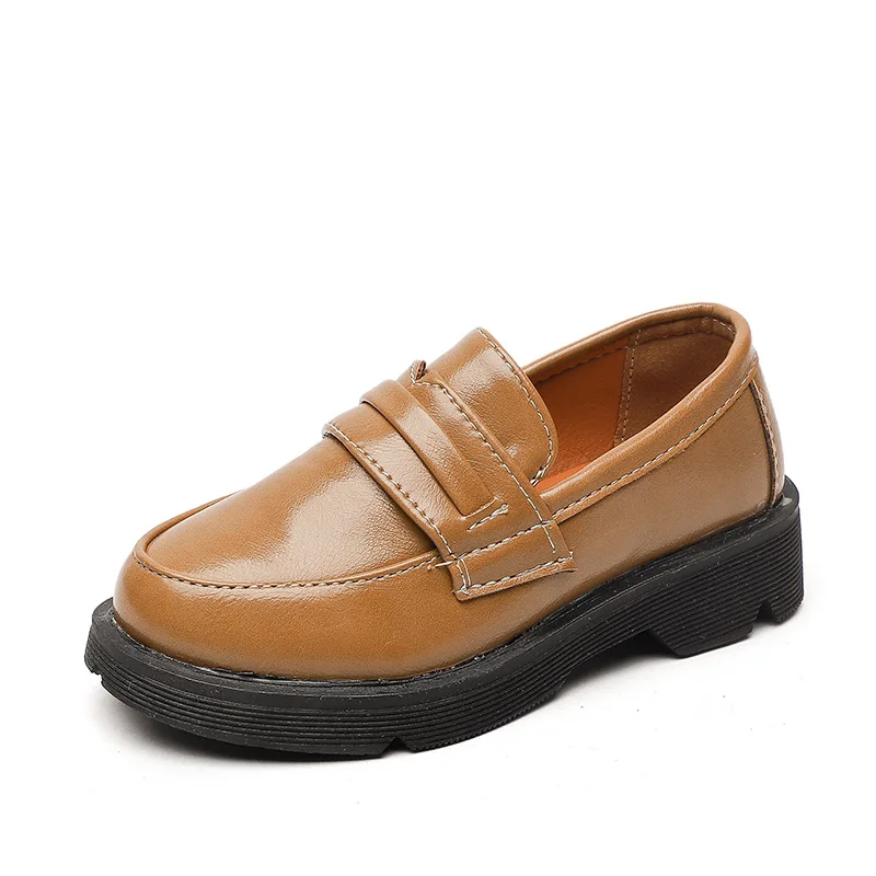 Boys Girls Leather Shoes Kids Wedding Show School Dress Flats Shoes Light Classic Children Performance Loafer Moccasins D428