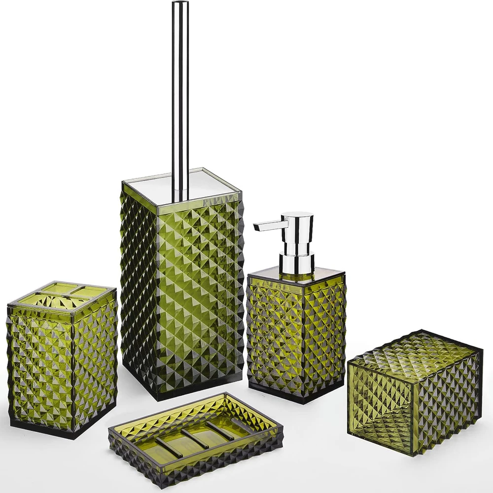 

Bathroom Accessories Set 6pcs Acrylic Bathroom Decor Gift Set - Toothbrush Holder, Toothbrush Cup, Soap/Lotion Dispenser