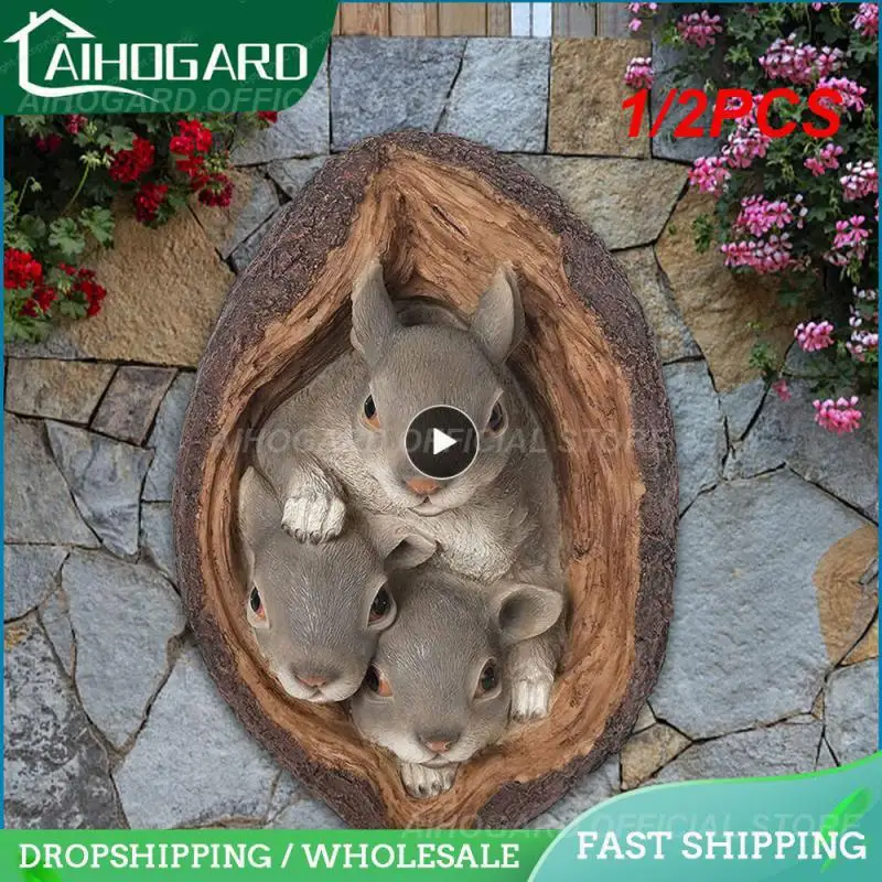 

1/2PCS Resin Squirrel Garden Statue Tree Hole Statues Gift Outdoor Courtyard Coffee Shop Ornaments Sculpture Art Decoration