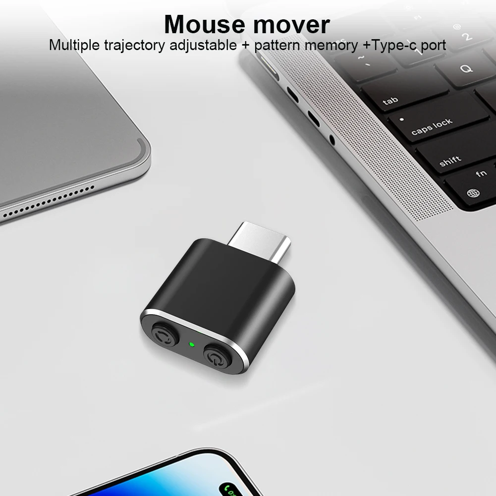 USB C Metal Mouse Mover with Switch Button Undetectable Automatic Mouse Shaker Driver-Free Mouse Moving Device PC Accessories