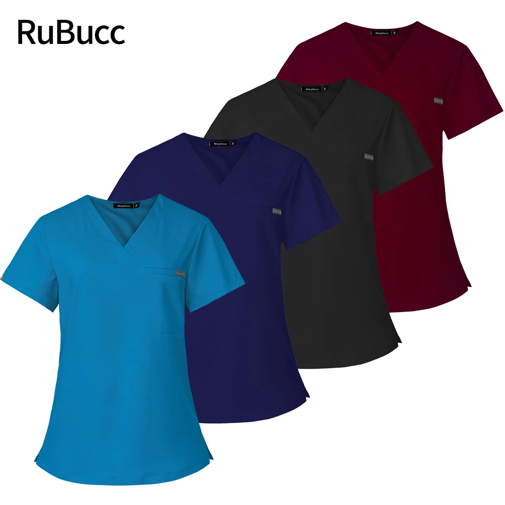 

New Simple Scrubs Tops medical uniforms women men Nurse Accessories Clinical Uniform Dentist work blouse vet spa Scrub Shirts