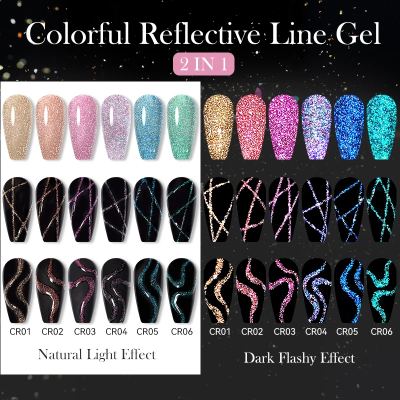 LILYCUTE 5ml zlato reflexní glittery liniové gel dráp krém na boty superflash jiskra francouzský styl dřít linky graffiti malba proužek gel